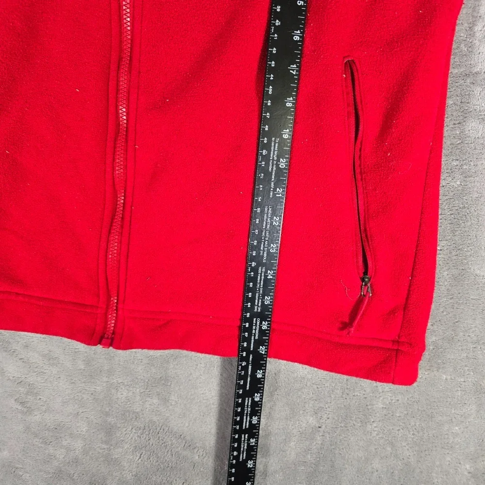 The‎ North Face Fleece Jacket Full Zip Pockets Red Gray Accents Mens Large